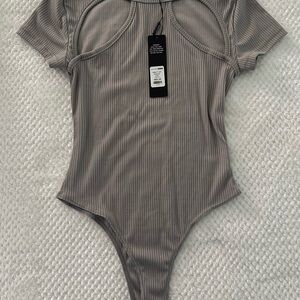 Grey Cutout Bodysuit